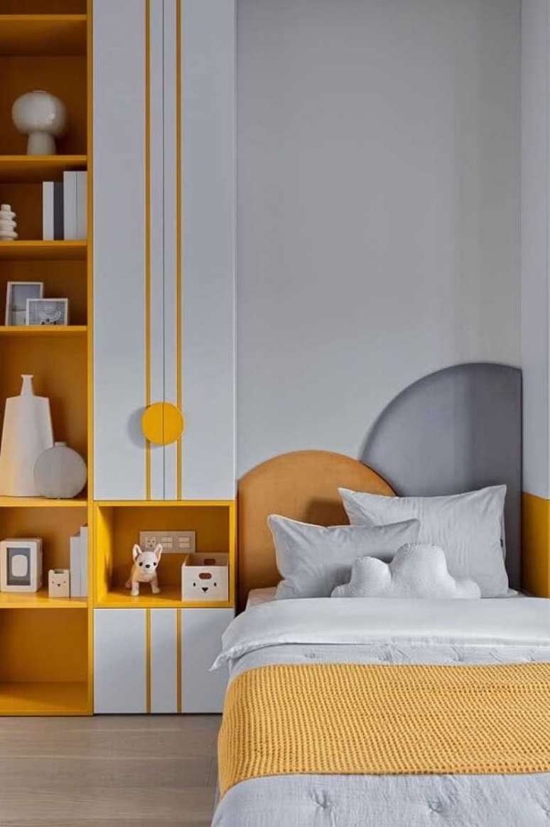 28. Cores que combinam com amarelo para quarto – Foto Decor Facil