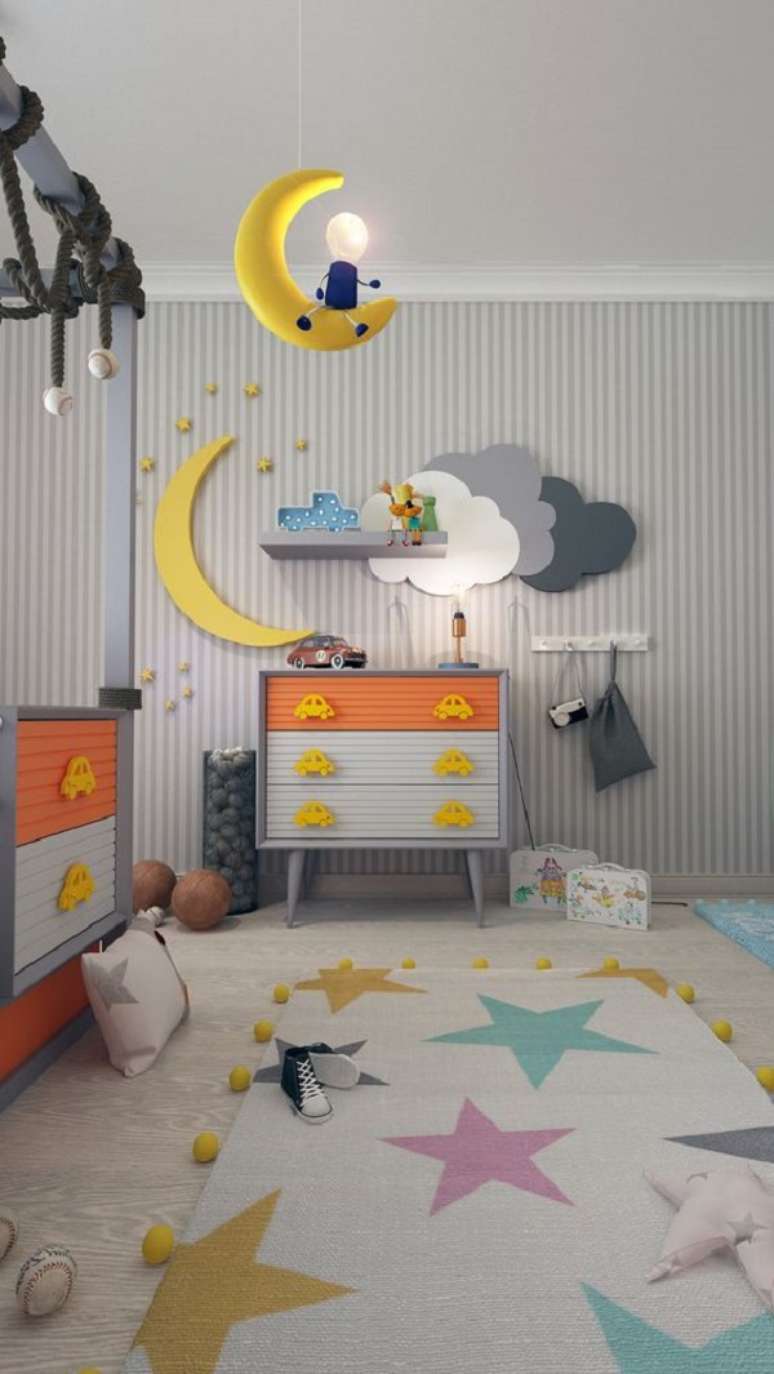 67. Quarto infantil com cores que combinam com amarelo – Foto Cavlan