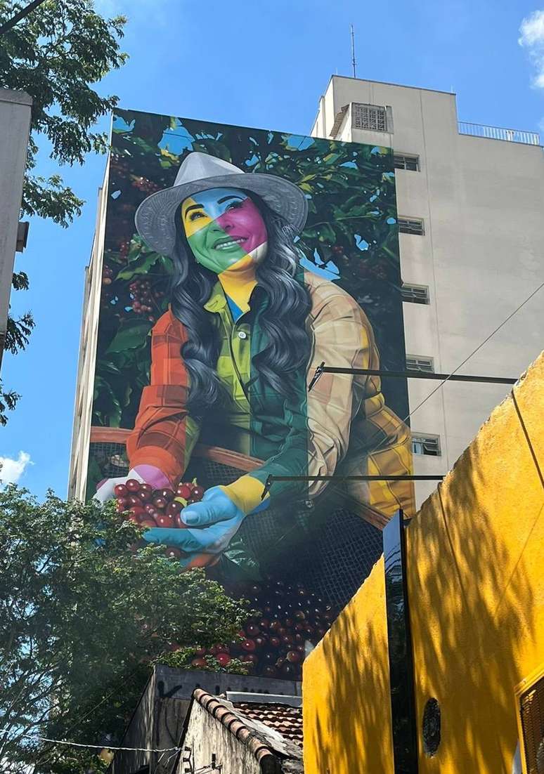 O mural de 25m de altura por 10 largura foi instalado na Rua Pedroso de Morais, no bairro de Pinheiro, em S&atilde;o Paulo.