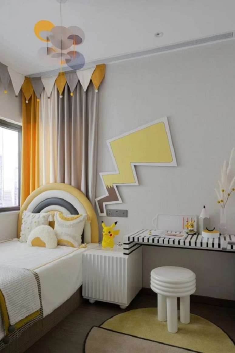 55. Quarto decorado com cores que combinam com amarelo – Foto CC Lan