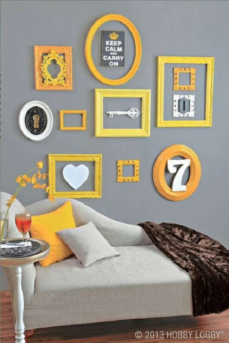 38. Decoração com cores que combinam com amarelo cinza – Foto Hobby Lobby