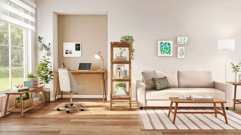 10. A madeira e as plantas no ambiente criam um cen&aacute;rio de tranquilidade e bem-estar &ndash; Foto: Tok&Stok