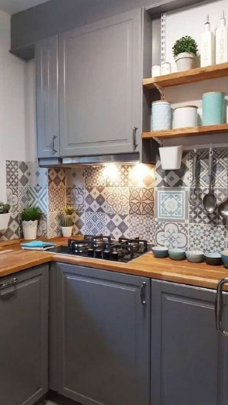 16. Adesivo para cozinha cinza e preta &ndash; Foto Rexgarden