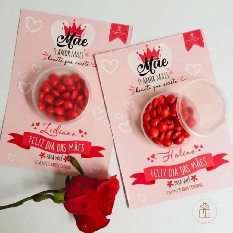 23. Ideias para o dia das m&atilde;es: um doce de cart&atilde;o. Fonte: Surpresa Criativa