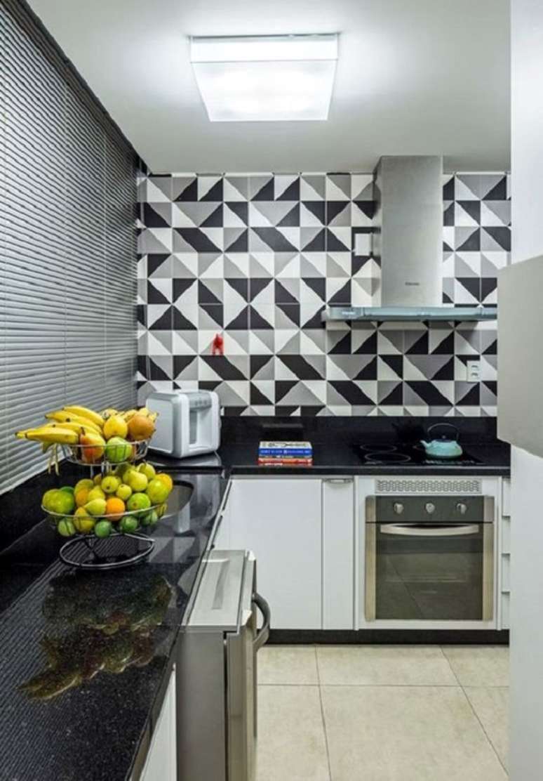 41. Adesivo para cozinha preto e branco &ndash; Foto Simples Decora&ccedil;&atilde;o