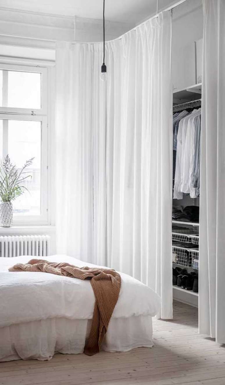 22. Ideias de closet com cortina branca – Foto Decor Facil