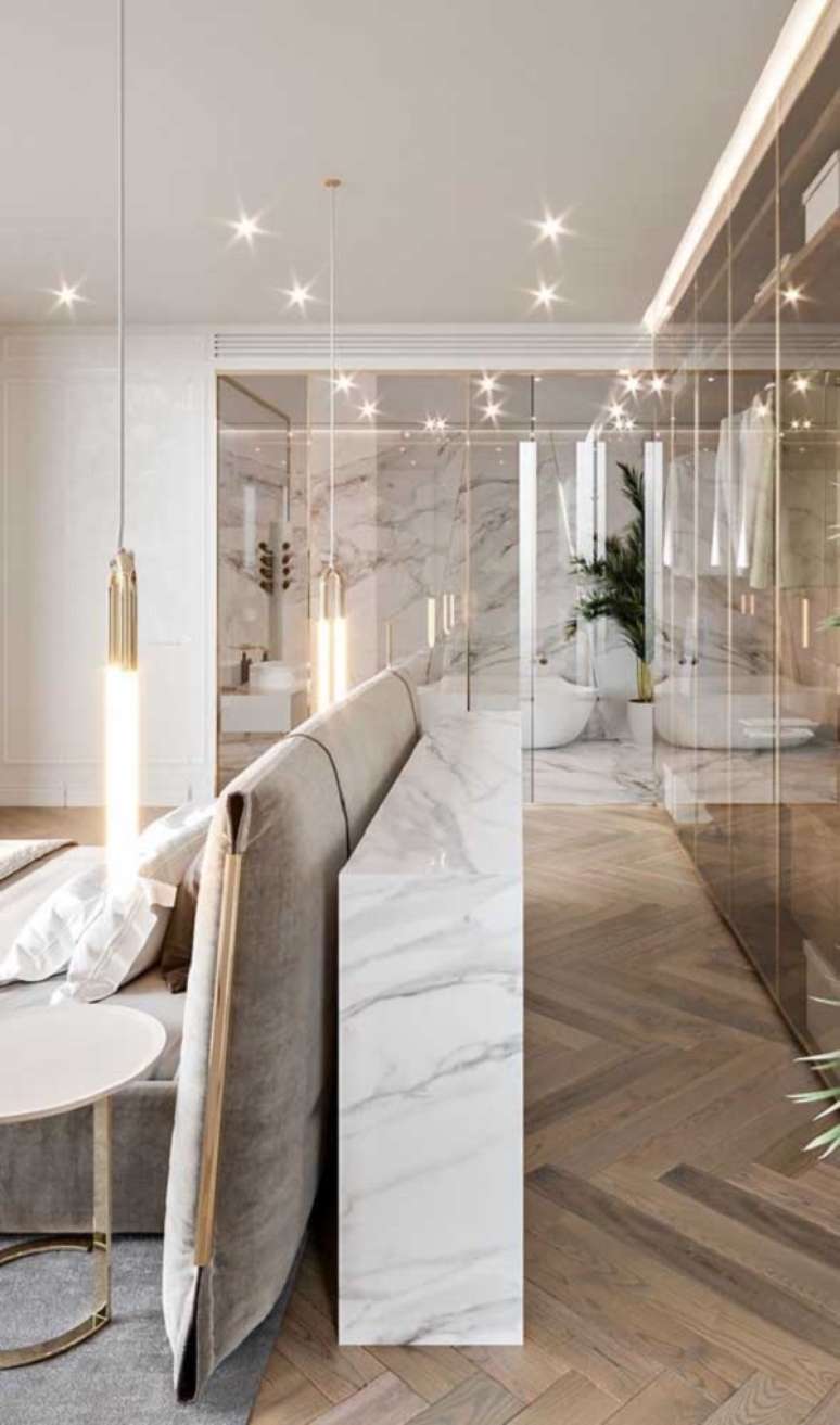 61. Quarto de casal com closet atras da cama &ndash; Foto Decor Facil