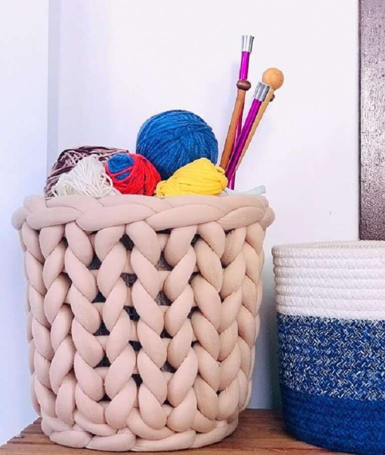 25. Cesto maxi tricot para organiza&ccedil;&atilde;o do lar &ndash; Foto: Circulo