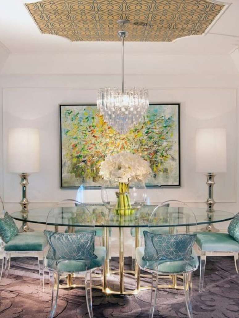 56. Mesa de vidro e cadeira acrilico transparente &ndash; Foto Decor Facil