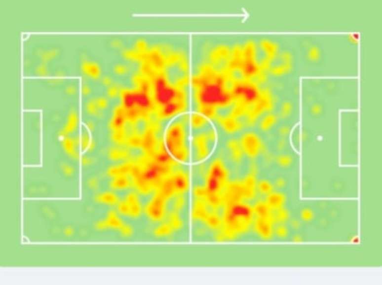 Mapa de calor de L. Fernandes (Foto: Reprodução/SofaScore)