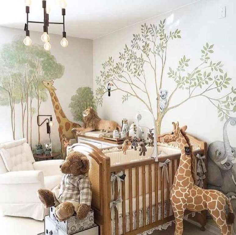 21. Decora&ccedil;&atilde;o com tema saf&aacute;ri para quartinho de beb&ecirc; completo &ndash; Foto: Agridoce Est&uacute;dio