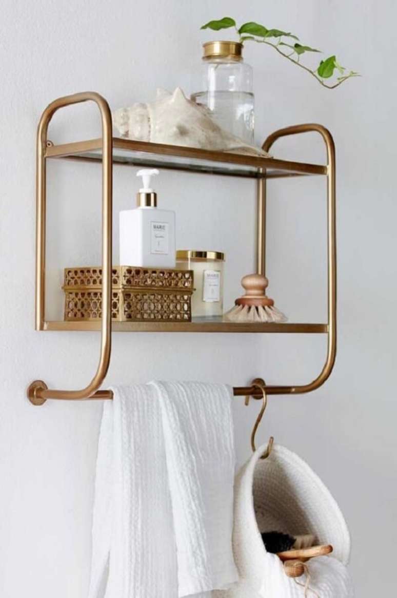 31. Acess&oacute;rios para banheiro dourado &ndash; Foto Decor Facil