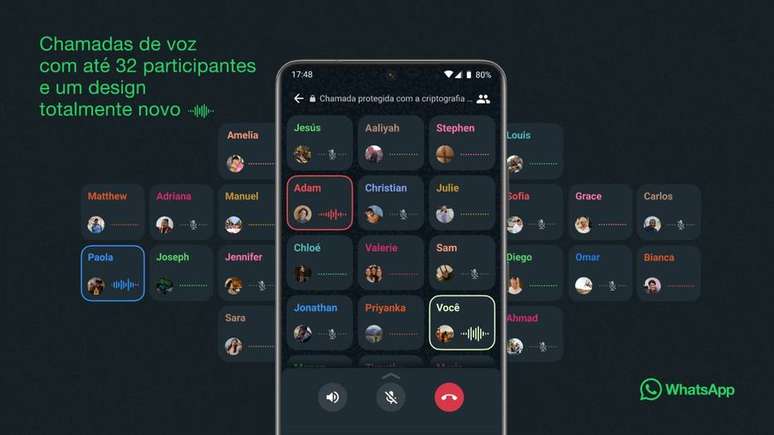 WhatsApp também vai lançar novo design para chamadas de voz coletivas 