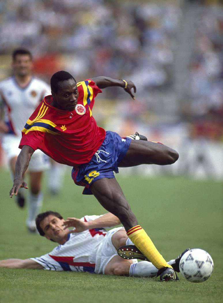 Freddy Rinc&oacute;n durante o Mundial da It&aacute;lia de 90