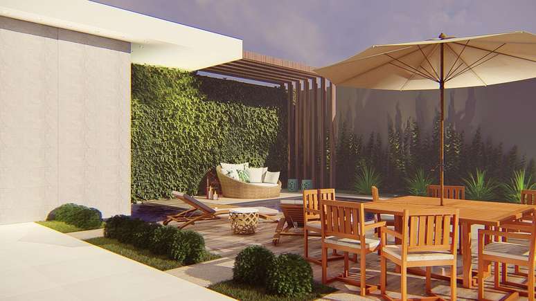 25. Ed&iacute;cula com piscina e m&oacute;veis para &aacute;rea externa confort&aacute;vel &ndash; Foto Projeta se Arquitetura e Interiores