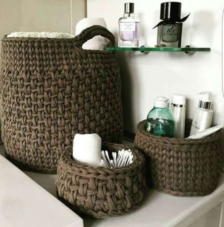 3. Se você domina a técnica do crochê, pode produzir cestos de variados tamanhos. Fonte: Revista Artesanato