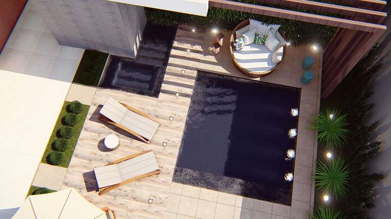 32. Edícula com piscina quadrada e pequena – Foto Projeta se Arquitetura e Interiores