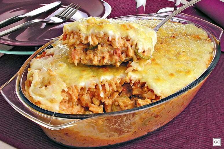 Arroz cremoso feito com sobras de peixe