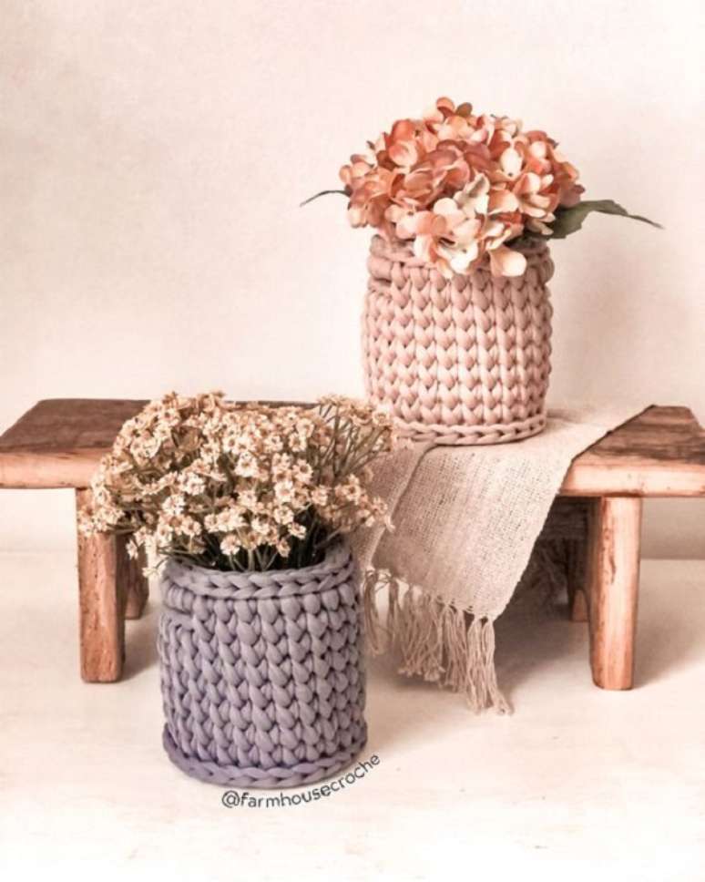44. Cesto de fio de malha para decorar a casa &ndash; Foto Farm House Croche