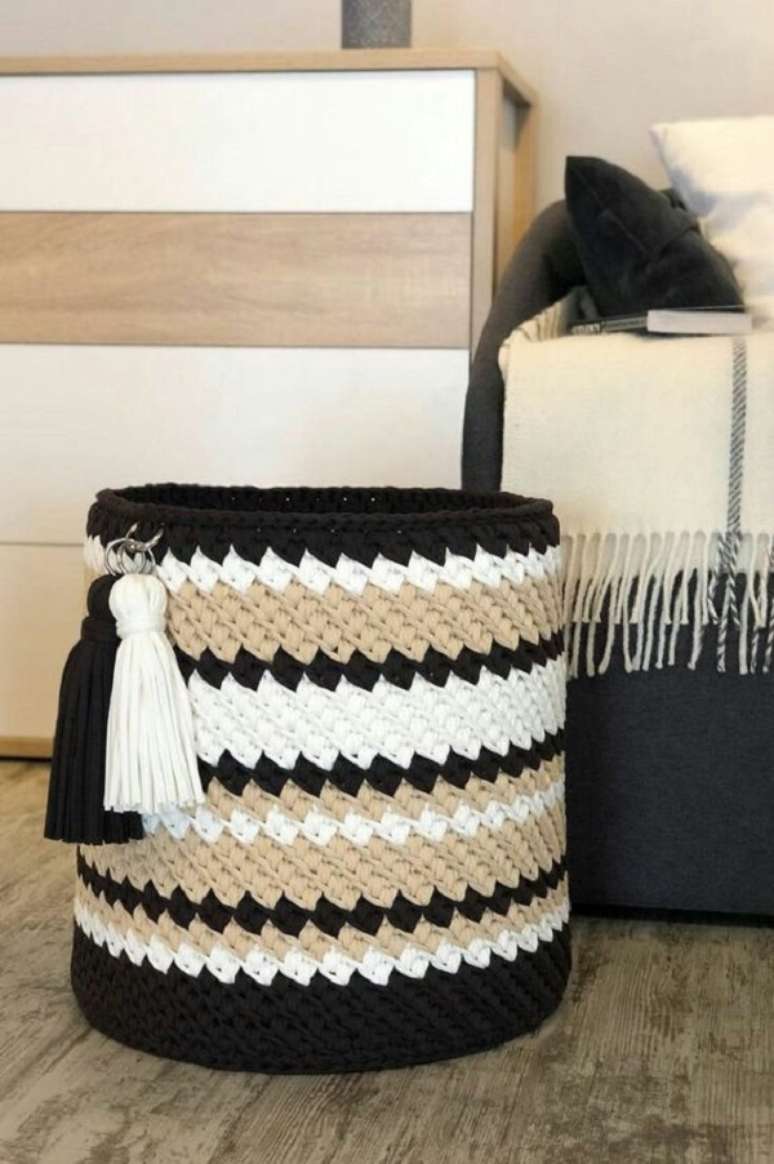 39. Cesto de fio de malha na decora&ccedil;&atilde;o de casa &ndash; Foto Easy Crochet Patterns