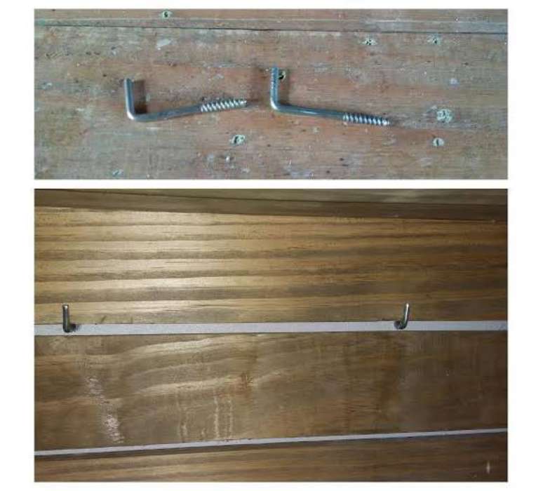 4. Os parafusos L s&atilde;o elementos fundamentais em uma decora&ccedil;&atilde;o com caixotes de madeira na parede. Fonte: Blog Dicas Decor