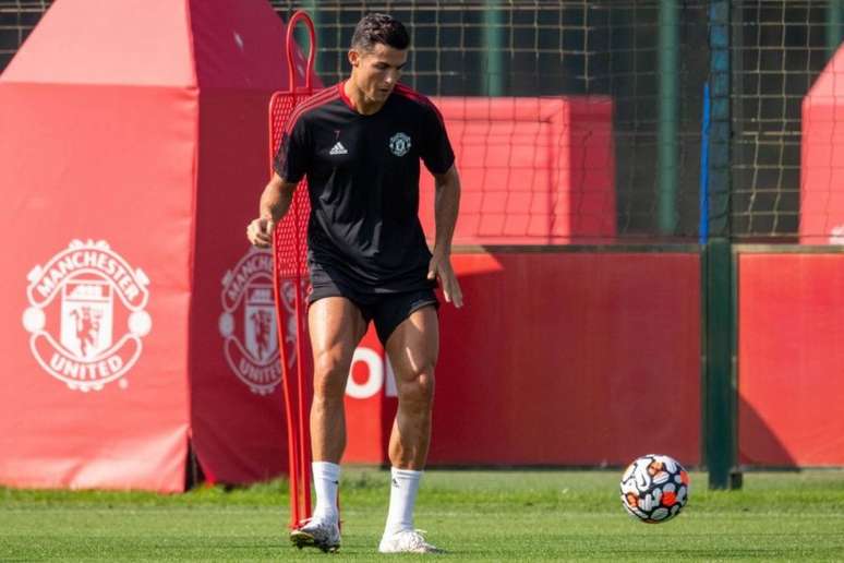 Cristiano Ronaldo em treino do Manchester United (Foto: Divulgação / Manchester United)