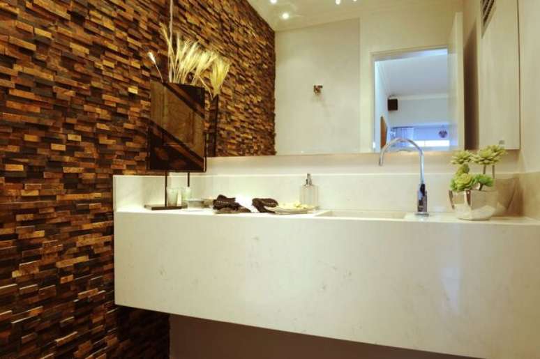 12. A parede 3D pode oferecer um aspecto r&uacute;stico. Projeto de Daniel Kalil