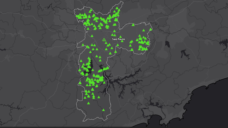 Mapa mostra os locais de autos de infra&ccedil;&atilde;o contra a flora em S&atilde;o Paulo em 2021