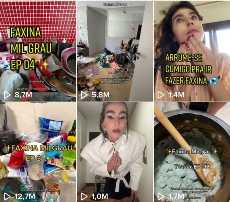 V&iacute;deos do Faxina Milgrau t&ecirc;m milh&otilde;es de visualiza&ccedil;&otilde;es no TikTok
