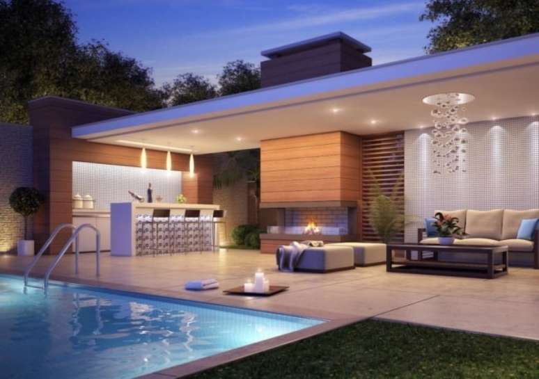 48. Quiosque com piscina e área gourmet com churrasqueira – Foto Casa e Consturcao