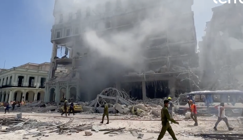 Vídeos mostram cenário de guerra após explosão em hotel de Cuba