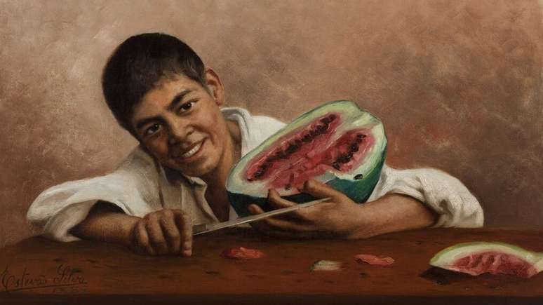 Menino com Melancia por Estev&atilde;o da Silva