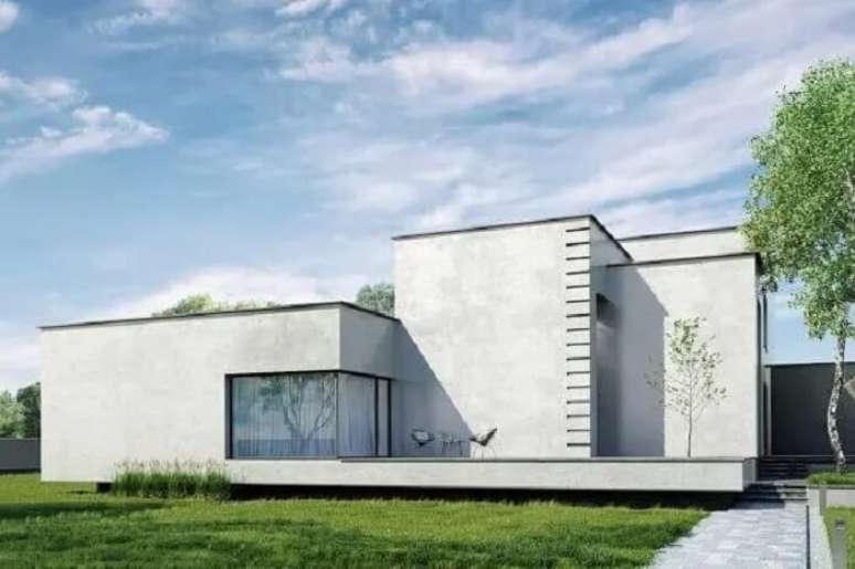 54. Projeto moderno de casa com fachada cinza claro. Fonte: Revista VD
