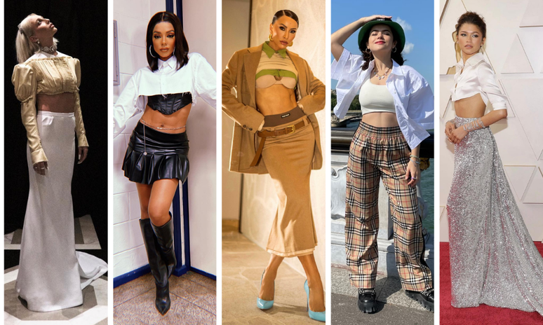 Famosas com camisas cropped (Fotos: Reprodu&ccedil;&atilde;o/Instagram)