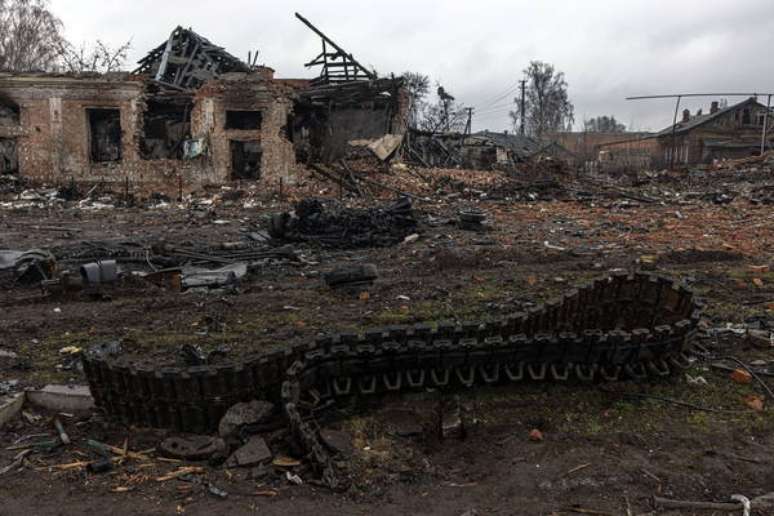 Destruição provocada pela ocupação russa na região de Sumy