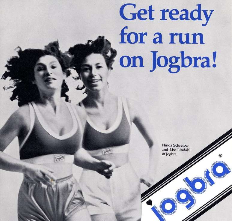 Lindahl e Miller foram modelos dos primeiros anúncios do sutiã esportivo da marca Jogbra