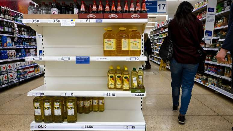 Prateleiras vazias no Reino Unido