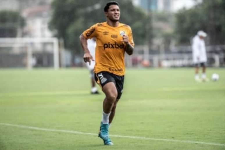 Marcos Leonardo em treino no Santos (Foto: Ivan Storti / Santos)