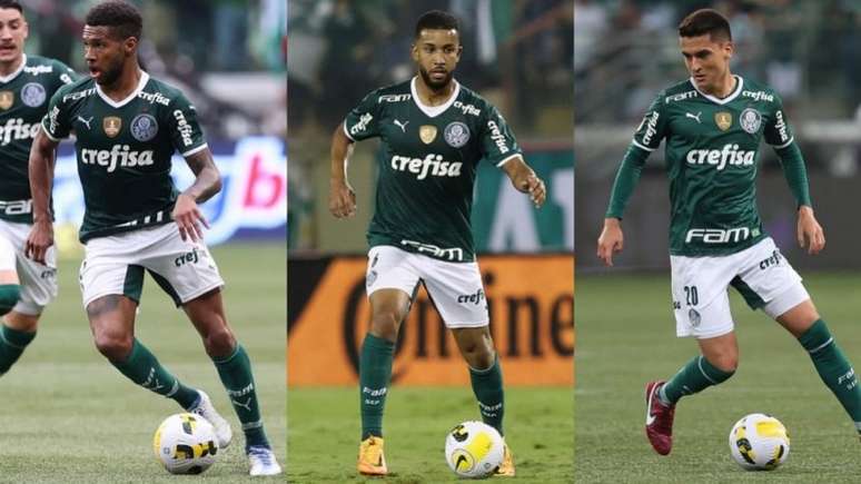 Jogo diante do Emelec pode ser nova oportunidade para trio (Foto: Montagem/Cesar Greco/Palmeiras)