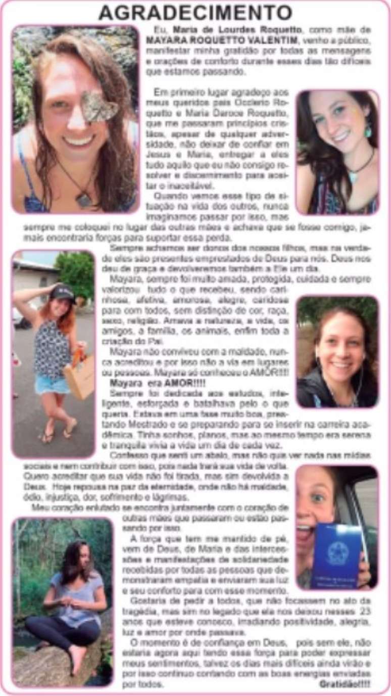 Carta publicada por Maria Lourdes