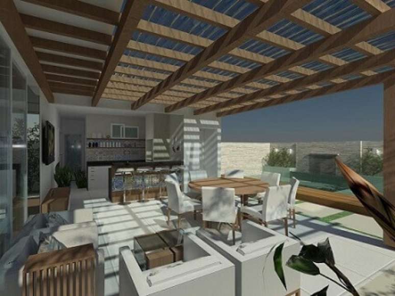 13. Varanda gourmet com telhado de vidro temperado. Projeto de Talita Arruda Silva