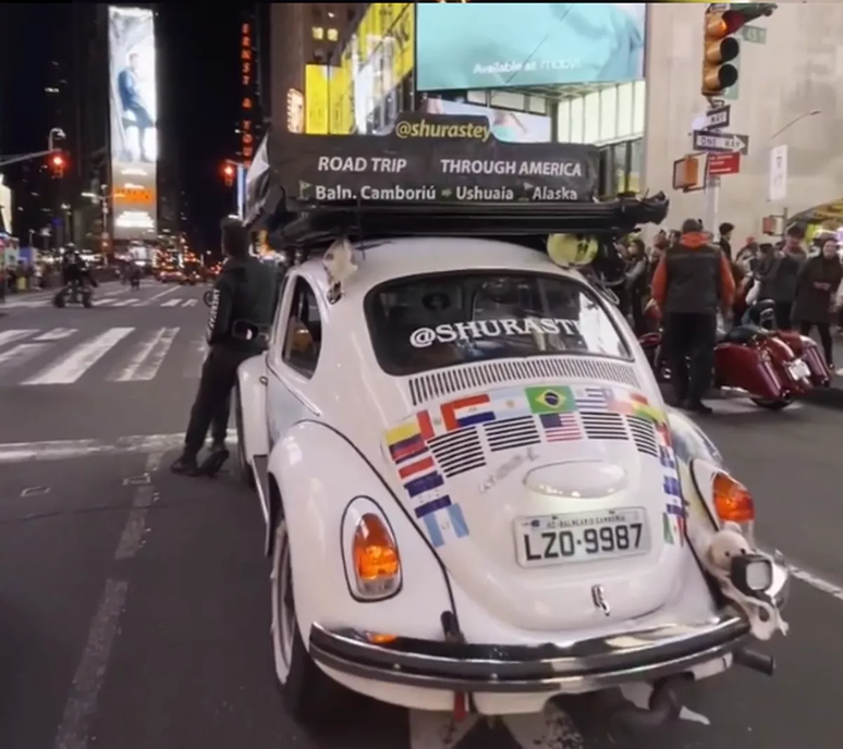 Fusca de Jesse chamou a atenção nas ruas da Times Square