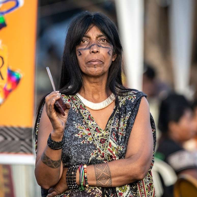 Sonia Ara Mirim Guarani é referência na luta em defesa da terra indígena Jaraguá junto a outras lideranças Guarani-Mbya