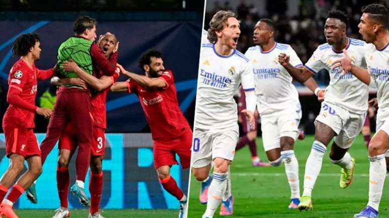 Liverpool e Real Madrid vão em busca do título da Champions neste sábado (Montagem Lance!
Fotos: AFP)
