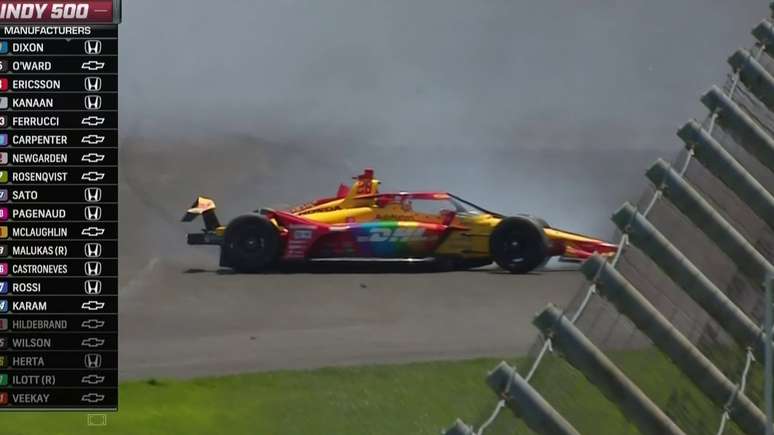 Romain Grosjean bateu na curva 2 na Indy 500 de 2022 