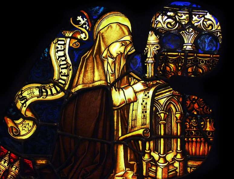 Hildegard de Bingen, também conhecida como a Sibila do Reno e a Profetisa Teutônica: uma santa alemã, compositora, escritora, filósofa, naturalista, médica, abadessa, mística e profetisa.