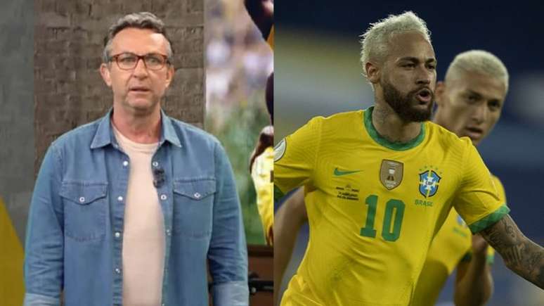 Neto criticou Neymar e Tite no programa 'Os Donos da Bola' (Montagem Lance!
Fotos: Reprodução / Band; Lucas Figueiredo / CBF)