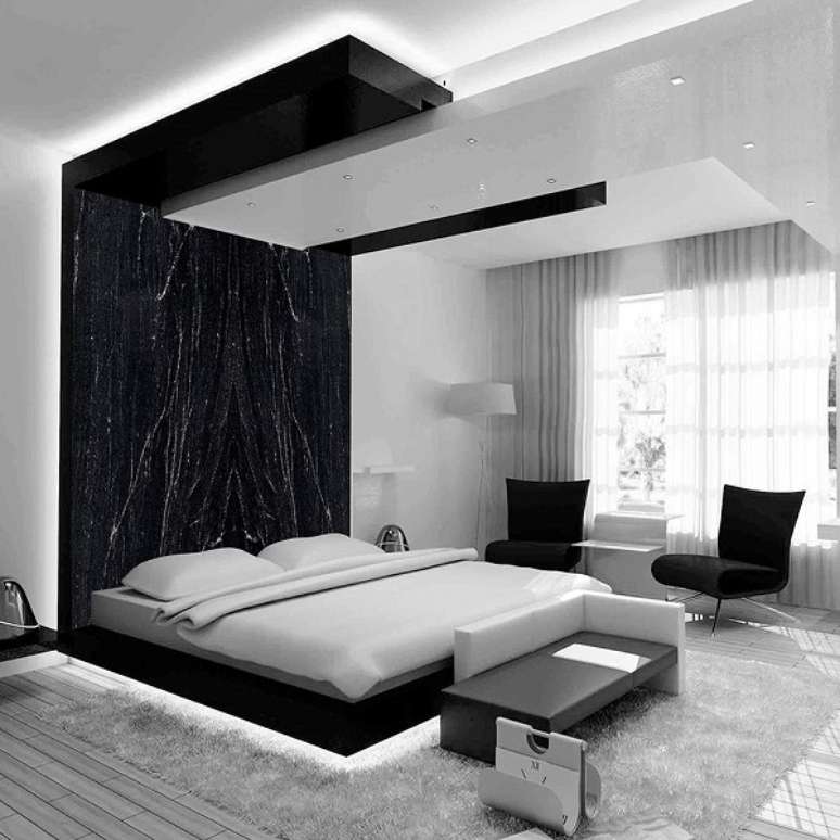 5. Cama com cabeceira de granito via lactea &ndash; Foto Premium Stone