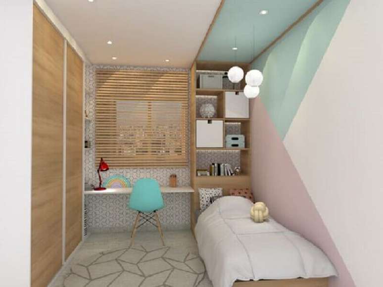 2. Invista na combina&ccedil;&atilde;o de cores past&eacute;is com o verde menta para uma decora&ccedil;&atilde;o bem suave e delicada &ndash; Foto: A + G Arquitetura e Engenharia