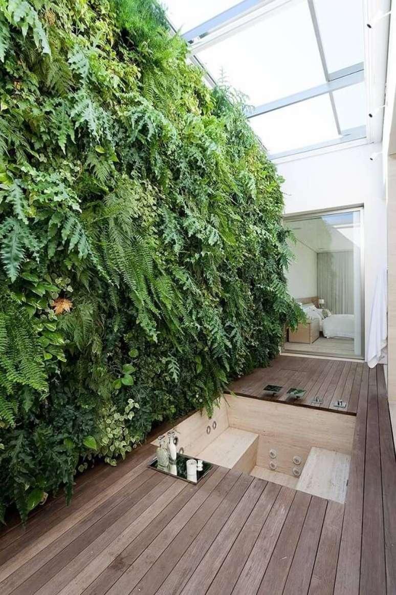 36. Deck de madeira e parede de plantas. Fonte: Roberto Migotto